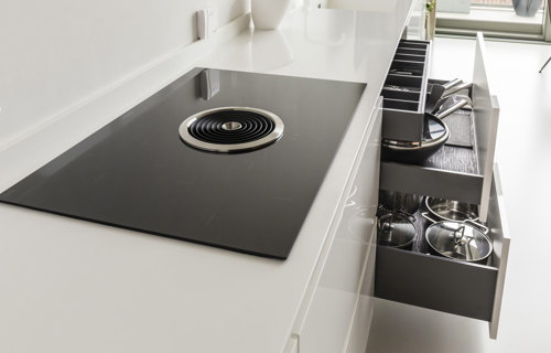 Greeploos design keuken met Bora kookveld afzuiging